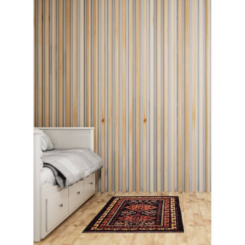 ECARPETGALLERY Hand-knotted Teimani Black Wool Rug - 3'11 x 6'2