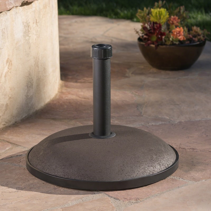 Round Concrete Umbrella Base with Iron Pole - 66 lbs Capacity, Fits Up to 10ft Umbrellas