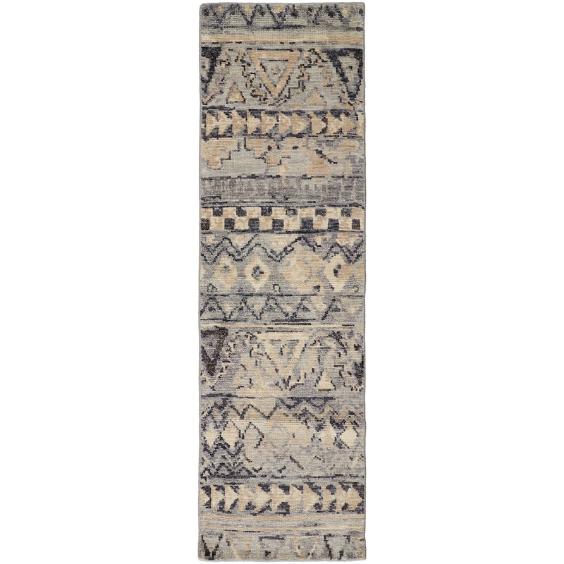 Scottsdale Luxe Hand Knot Accent Rug, Charcoal Gray/Light Beige