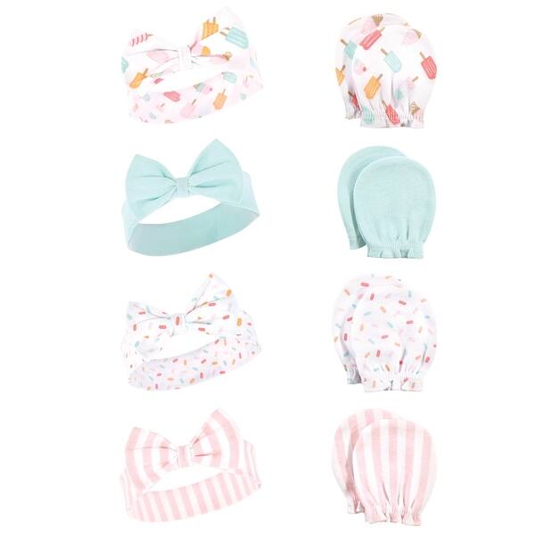 slide 1 of 1, Hudson Baby Infant Girl Cotton Headband and Scratch Mitten Set, Ice Cream, 0-6 Months - Ice Cream Ice Cream - 0-6 Months