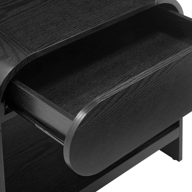 Iris Mid-Century Modern Nightstand with Drawer, Wooden Bedside Table for Bedroom or Living Room with Rounded Silhouette