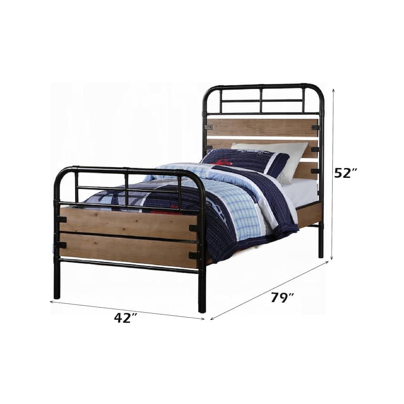 Twin Size Metal Panel Bed with Low Profile Footboard - Box Spring Required