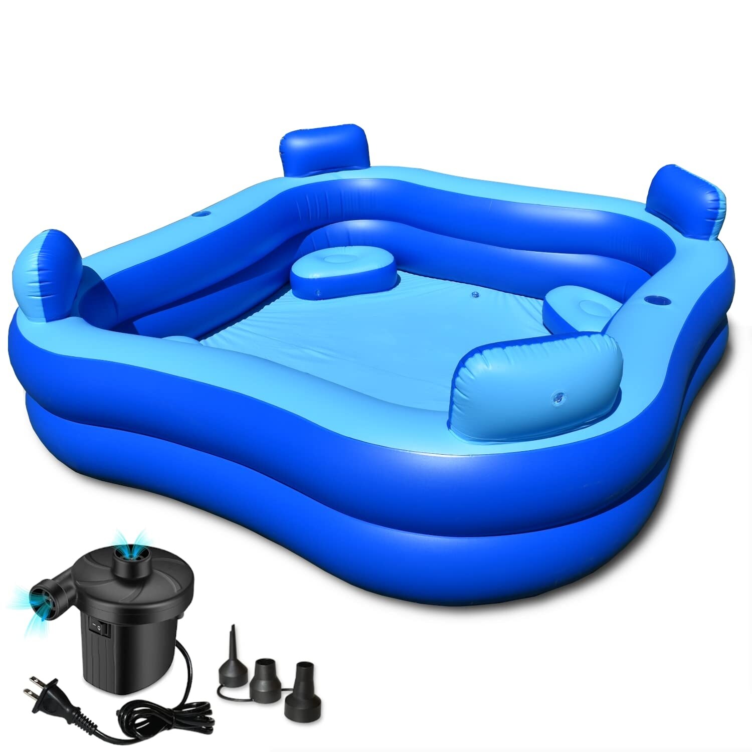 Inflatable pool with seats clearance