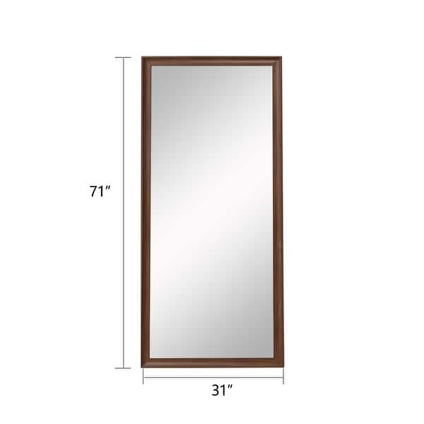 dimension image slide 1 of 3, 71''×31'' Silver Full-Length LED Mirror with Imitation Wood Frame and Hooks, for Bedroom, Living Room, Bathroom