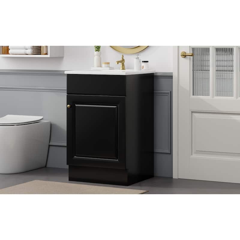 Bathroom Vanity with Sink, Vanity Set with Adjustable Shelf, Bathroom Cabinet with Storage Rack and Soft Closing Door