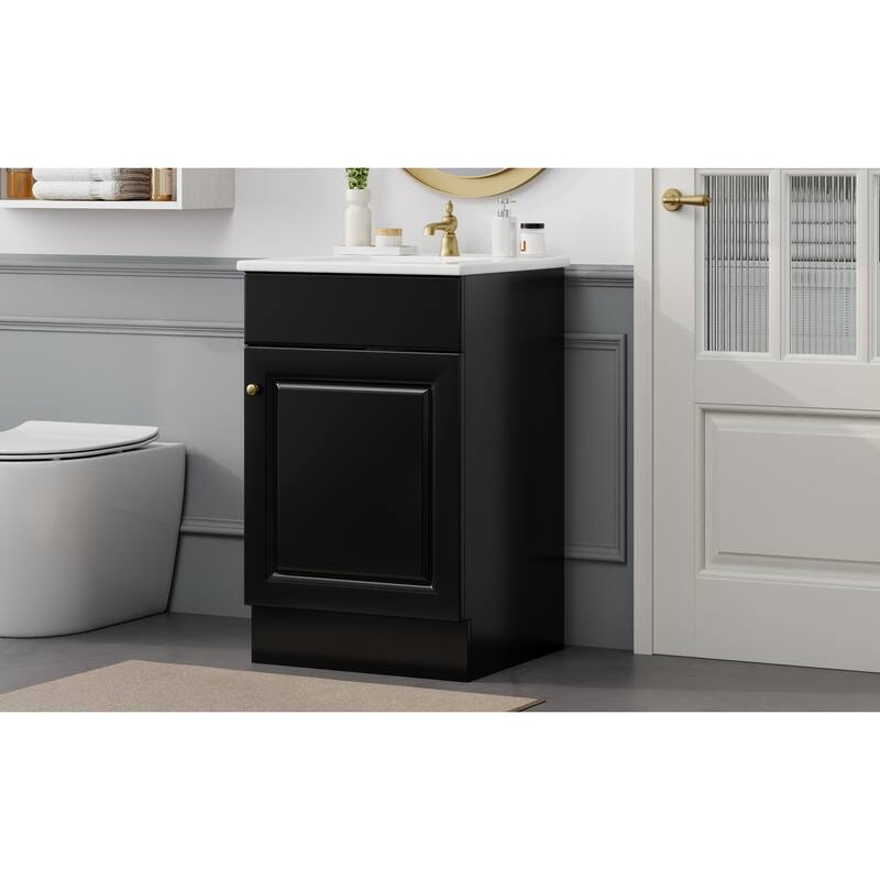 Green 20" Bathroom Vanity Cabinet with Sink, Soft Closing Door, Storage Shelf, and Adjustable Interior Shelf