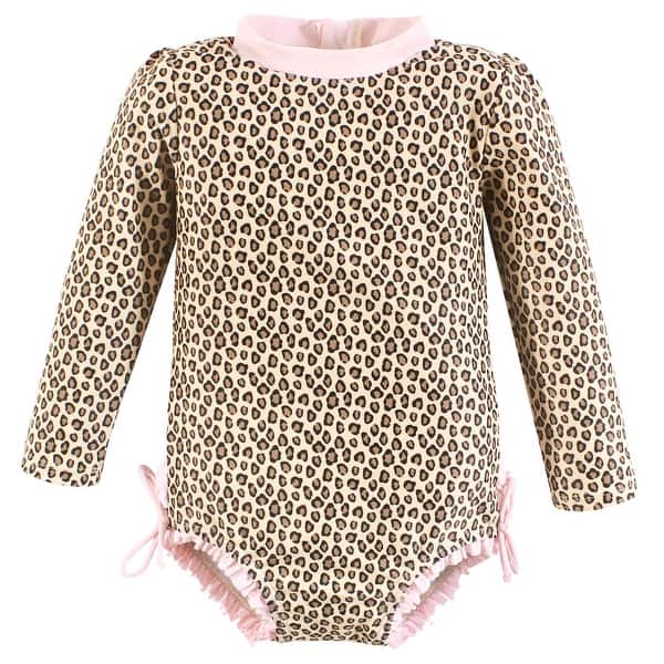 slide 1 of 1, Hudson Baby Girls Rashguard Toddler Swimsuit, Leopard 2T - Leopard Toddler