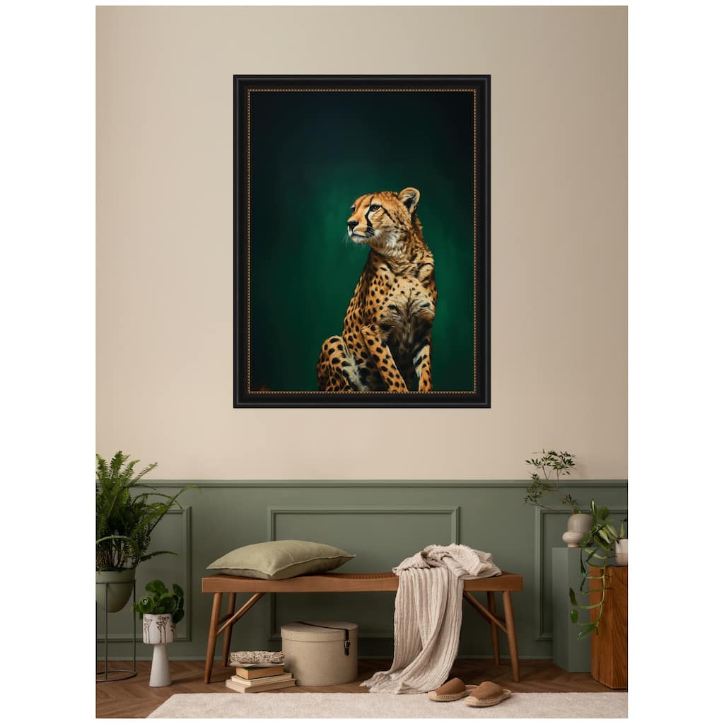 Kate and Laurel Twilight Emerald Green Leopard by The Creative Bunch Studio Framed Wall Art Print