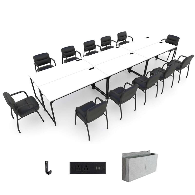 Costway Set of 2/4/6 Meeting Room Desk with Charging Station & - 6 PCS