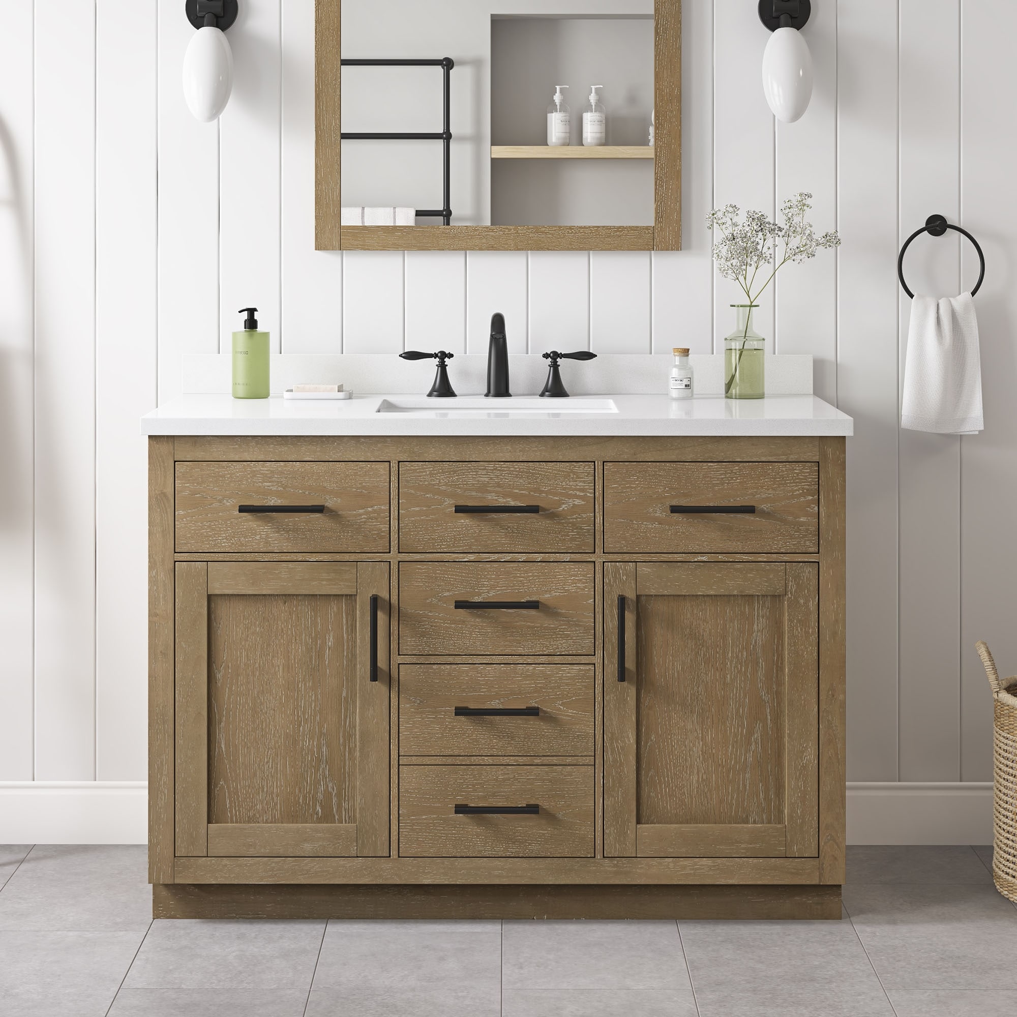 Bailey Bathroom Vanity with White Stone Top
