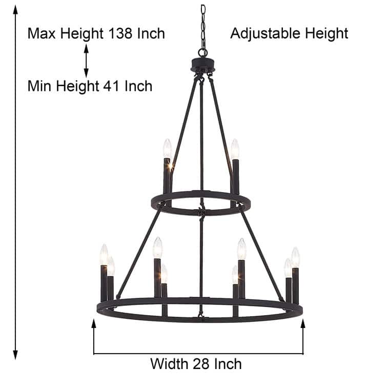 Acroma 12-light Farmhouse Candle Chandelier for Dining Room - 28 inches