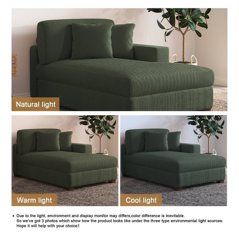 Upholstered Corduroy Chaise Lounge Chair With Pillow, Chaise Lounges For Interior