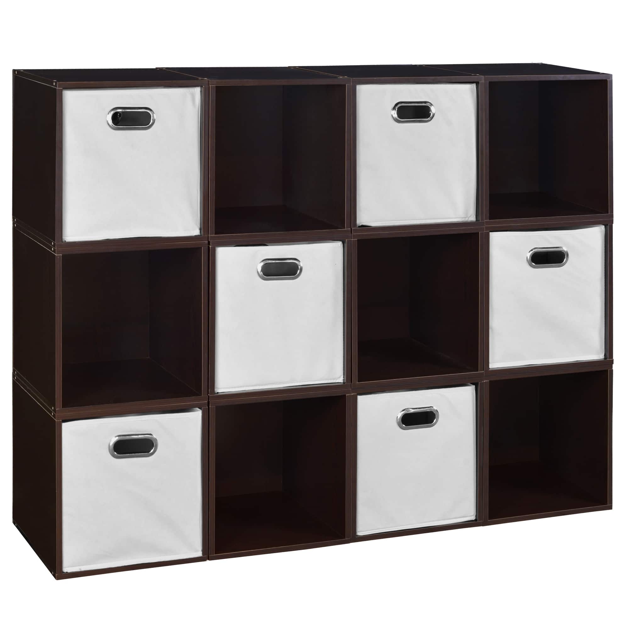 Noble Connect Storage Set - 12 Cubes and 6 Canvas Bins- Truffle/White ...