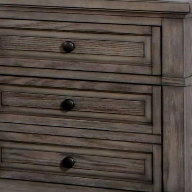 Jimbo Nightstand with USB Port and Hidden Drawer, Gray Solid Wood