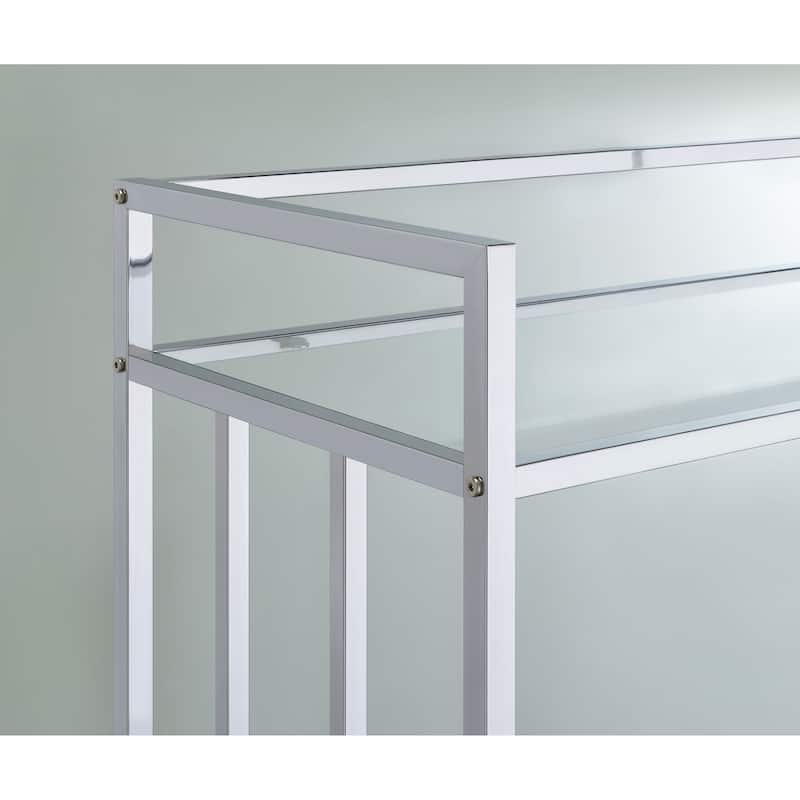 Cara 2-tier Rectangular Glass Shelf Metal Bar Cart