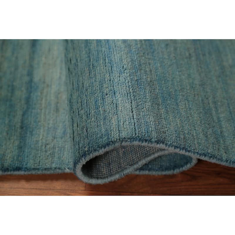 Blue Striped Gabbeh Modern Rug Handmade Wool Carpet - 2'8" x 4'1"