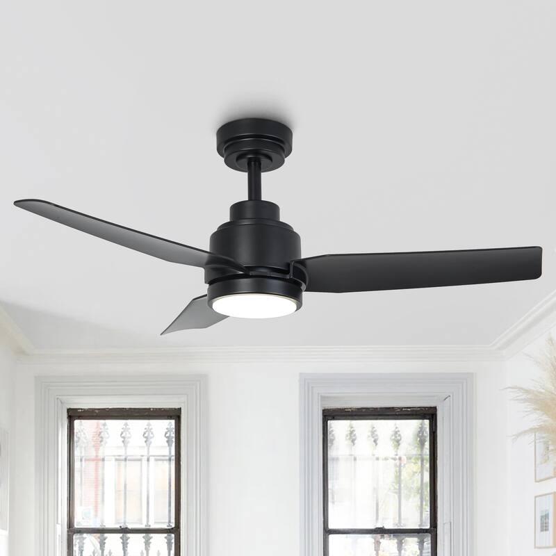 42" Matte Black Industrial ABS 3-Blades Dimmable Ceiling Fan with Remote