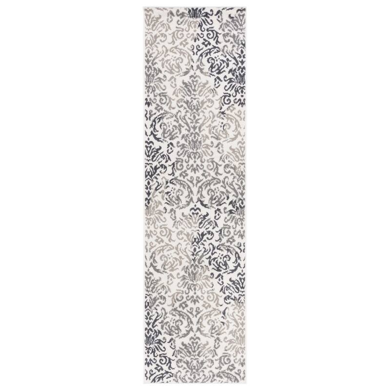SAFAVIEH Pyramid Theresia Glam Rug - 2'2" x 8' Runner - Ivory Grey/Charcoal
