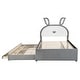 preview thumbnail 36 of 57, Rabbit-Shaped Velvet Platform Bed Frame with Trundle & LED Lights