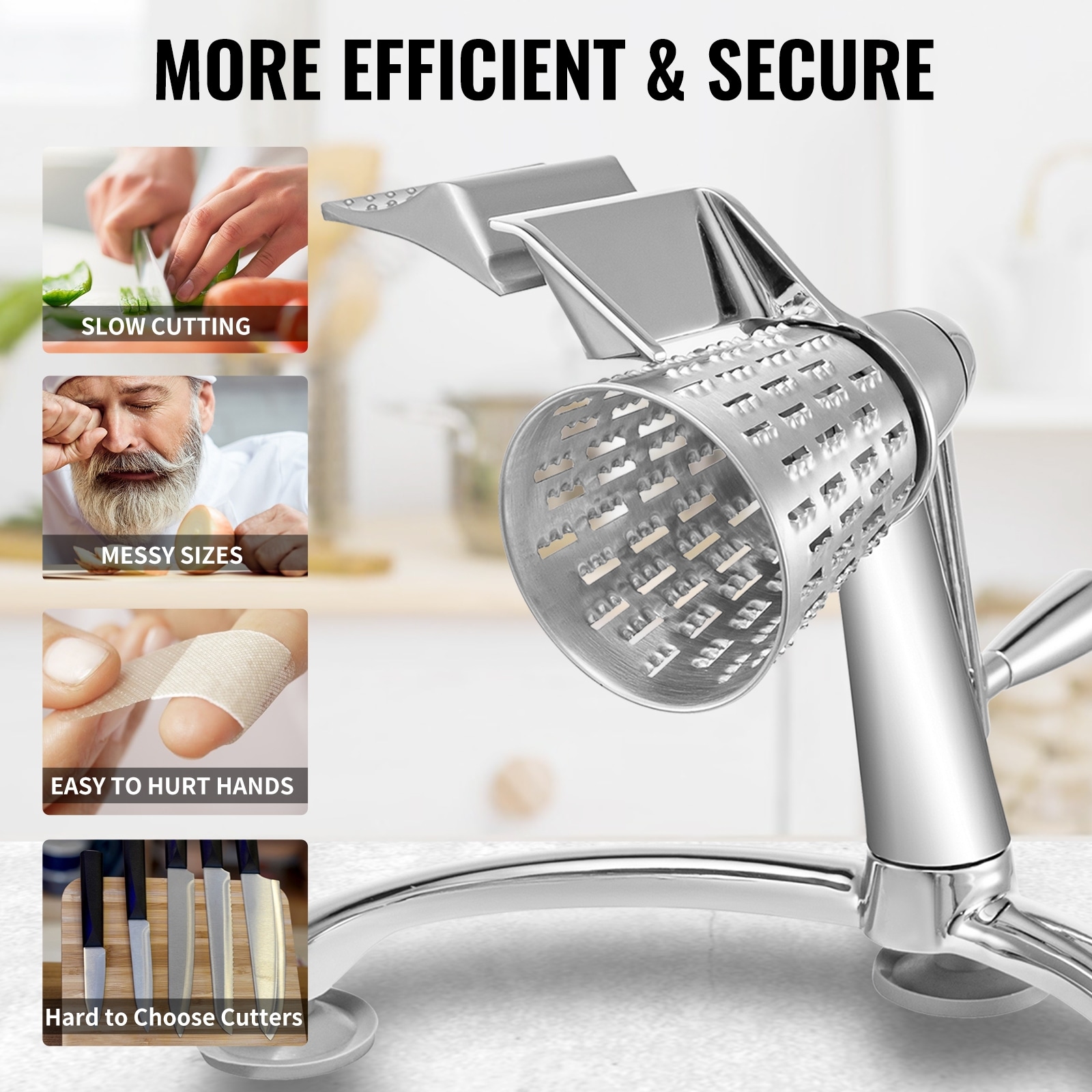 Multipurpose Classic Rotary Cheese Grater with 304 Stainless Steel
