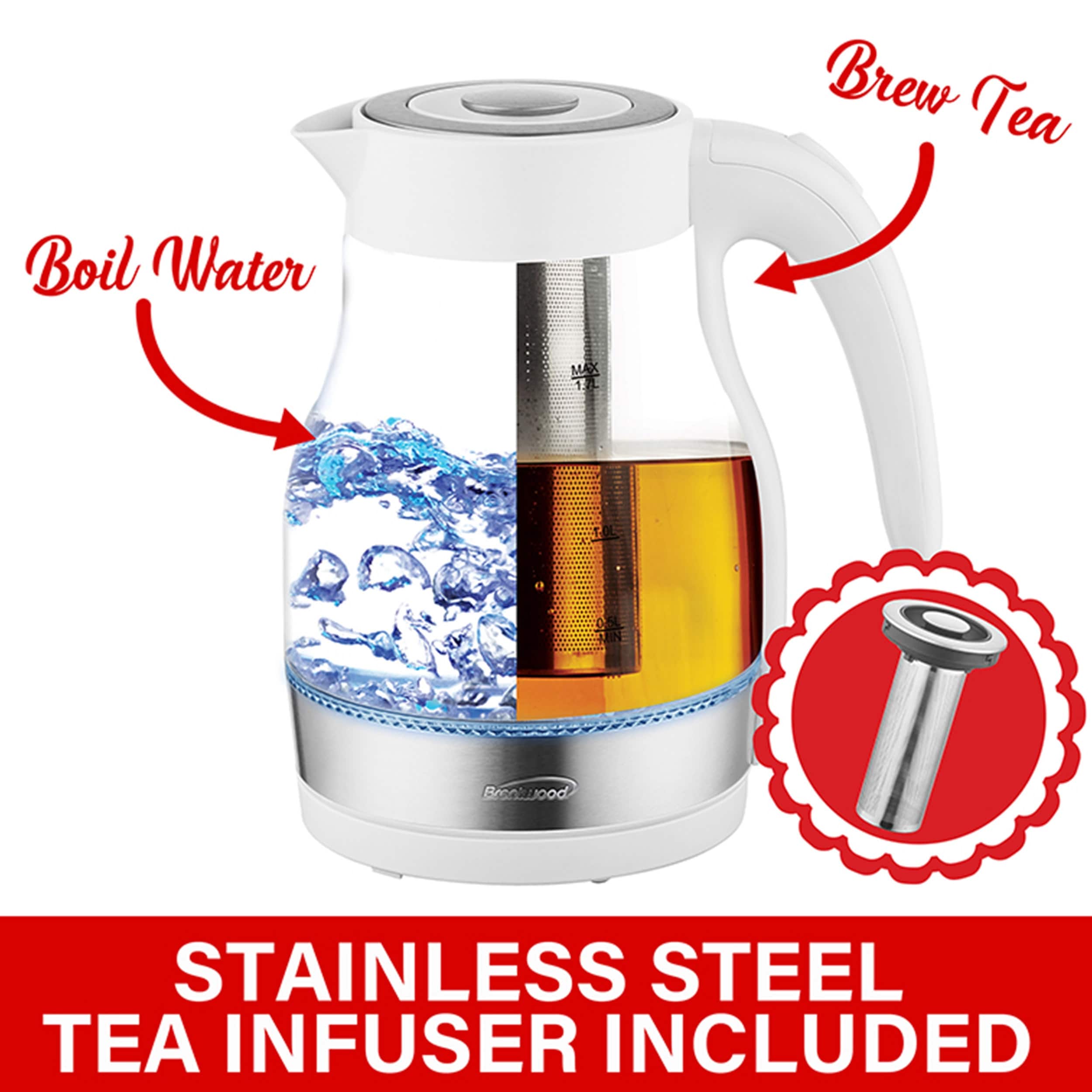 Brentwood tempered outlet glass tea kettle