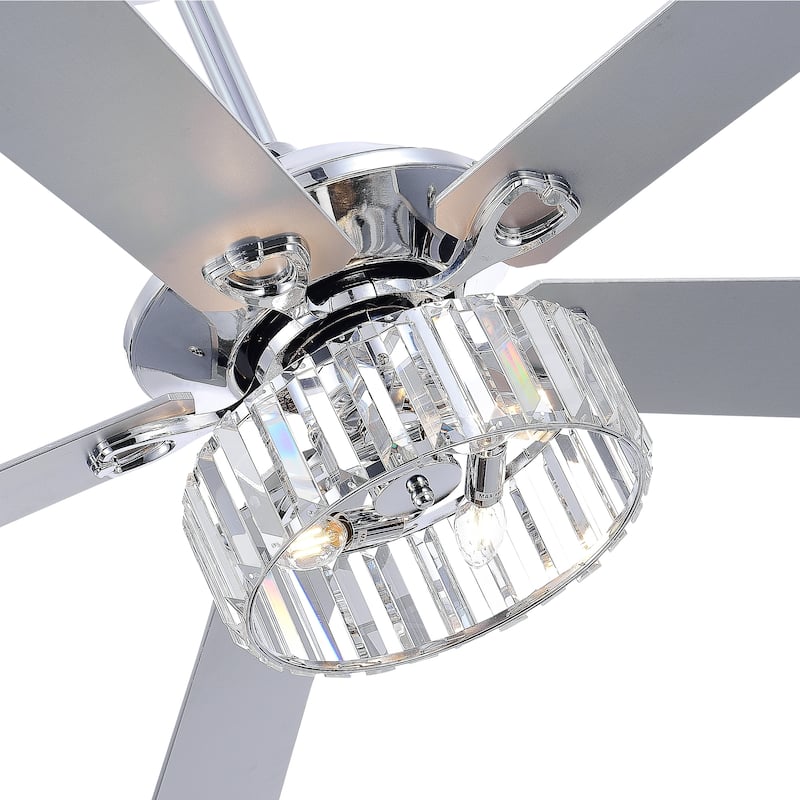 52 Inch Crystal Ceiling Fan with Light and Remote