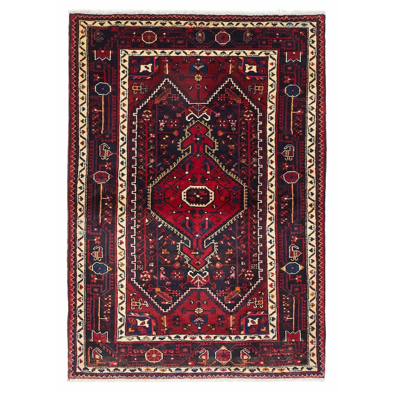 ECARPETGALLERY Hand-knotted Anatolian Vintage Dark Navy Wool Rug - 4'2 x 5'11