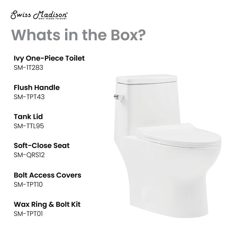 Dieppe One-Piece Toilet Left Side Flush 1.28 Gpf - 27.45" x 13.85" 27.85"
