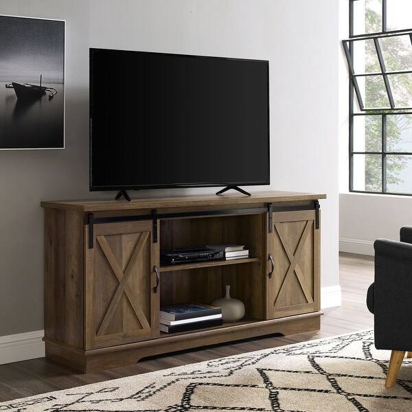 Shop Offex 58 Sliding Barn Door Tv Media Stand Console Rustic