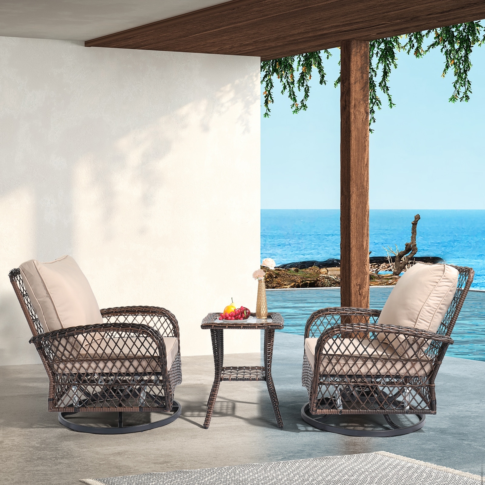 Piece Wicker Glider Rocker Chairs Furniture Set Best Outdoor
