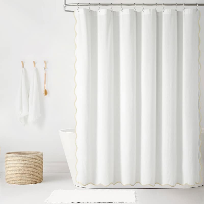 Lush Decor Coastal Chic Scallop Edge Shower Curtain Single - 72x72 - Neutral