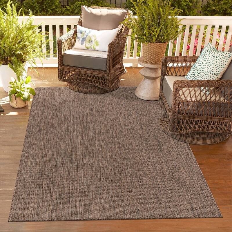 Outdoor Amsterdam Collection Area Rug - Light Brown - 7'x10'