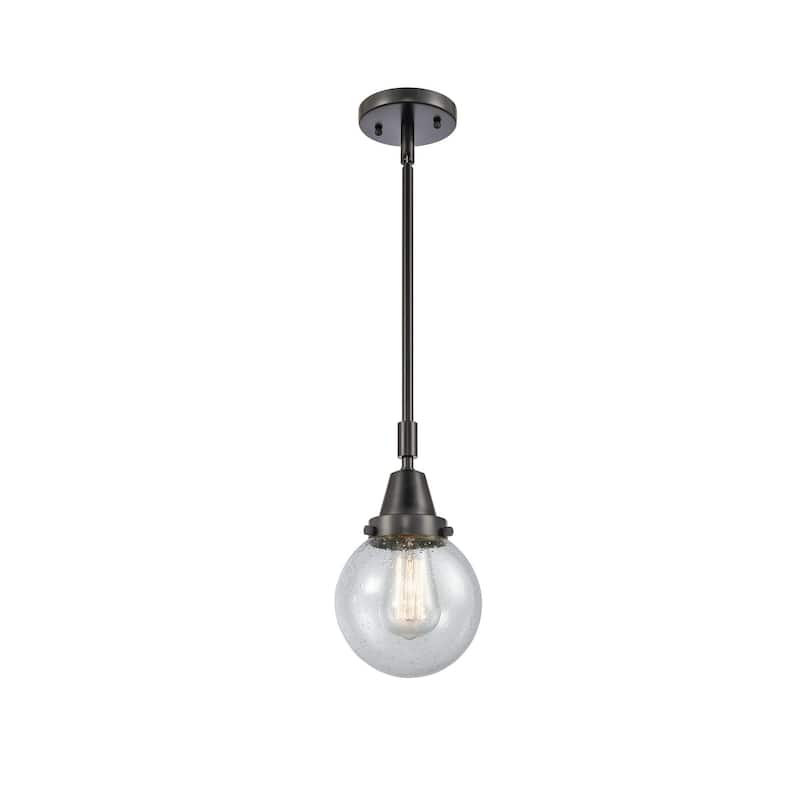 Innovations Lighting 447-1S-11-6 Beacon Pendant Beacon 6" Wide Mini - Matte Black / Seedy