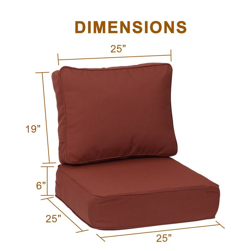 Aoodor 25x25x6 Inch Outdoor Patio Chair Cushions Set, Weather-Resistant Sunbrella Fabric Outdoor Cushion
