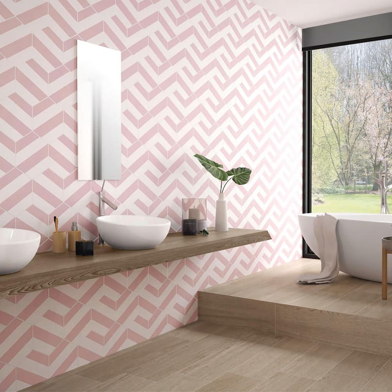 Merola Tile Porto Capri Hex Rose 8-5/8" x 9-7/8" Porcelain Floor and Wall Tile
