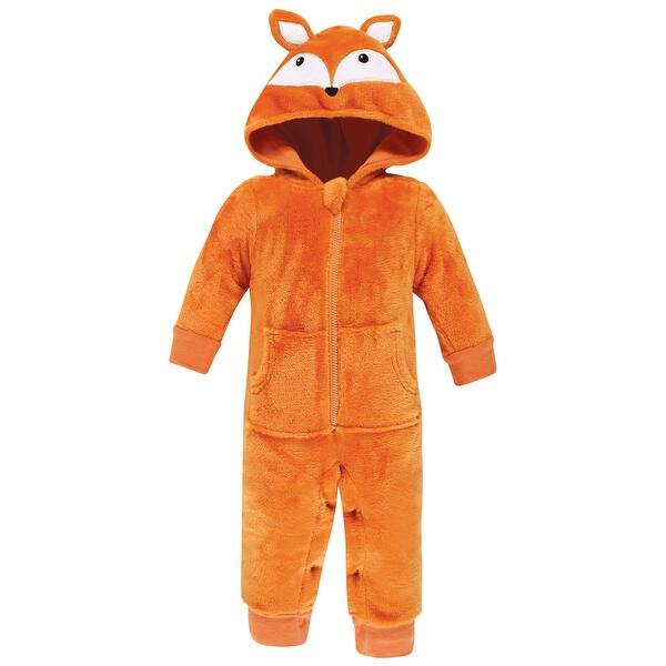 slide 1 of 1, Hudson Baby Infant Boy Plush Jumpsuits, Fox 0-3 Months - Fox