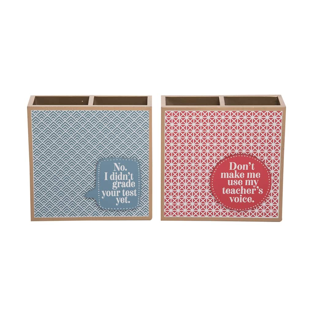 Transpac MDF Sassy Teacher Desk Caddy Set of 2 Spring Home Decorations