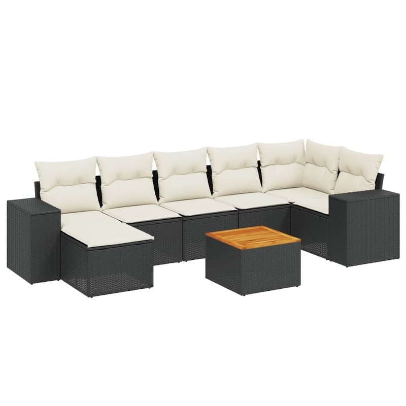 vidaXL Patio Sofa Set with Cushions Outdoor Furniture 8 Piece Poly Rattan