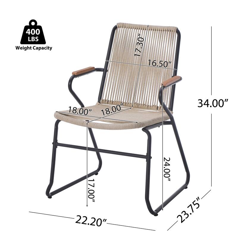 Moonstone Modern Outdoor Rope Weave Chat Set with Side Table by Christopher Knight Home