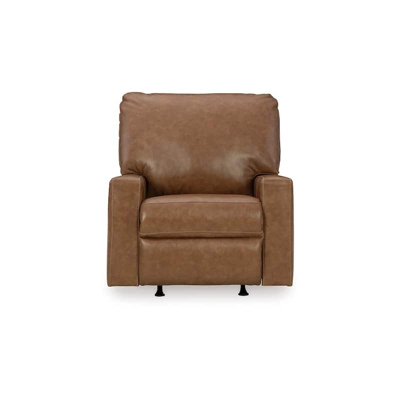 Miller Manual Recliner Chair, Pull Tab, Caramel Brown Real Leather