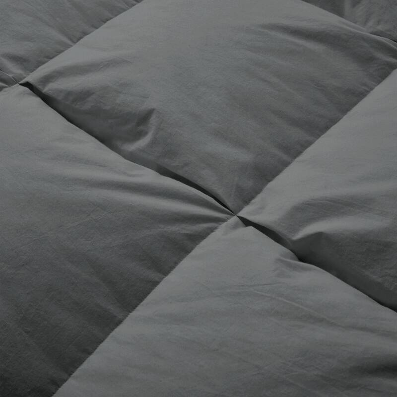 All Season 100% Cotton White Goose Feather Down Comforter with Pinch Pleat Design