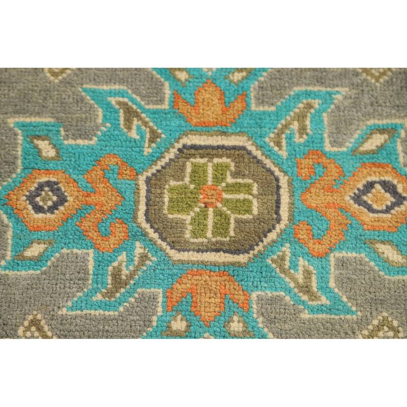 Geometric Grey Kazak Oriental Accent Rug Handmade Wool Carpet - 2'6" x 4'5"