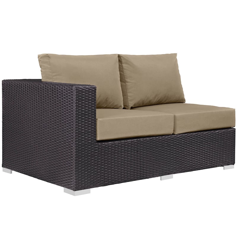 Convene Outdoor Patio Left Arm Loveseat - Espresso Mocha