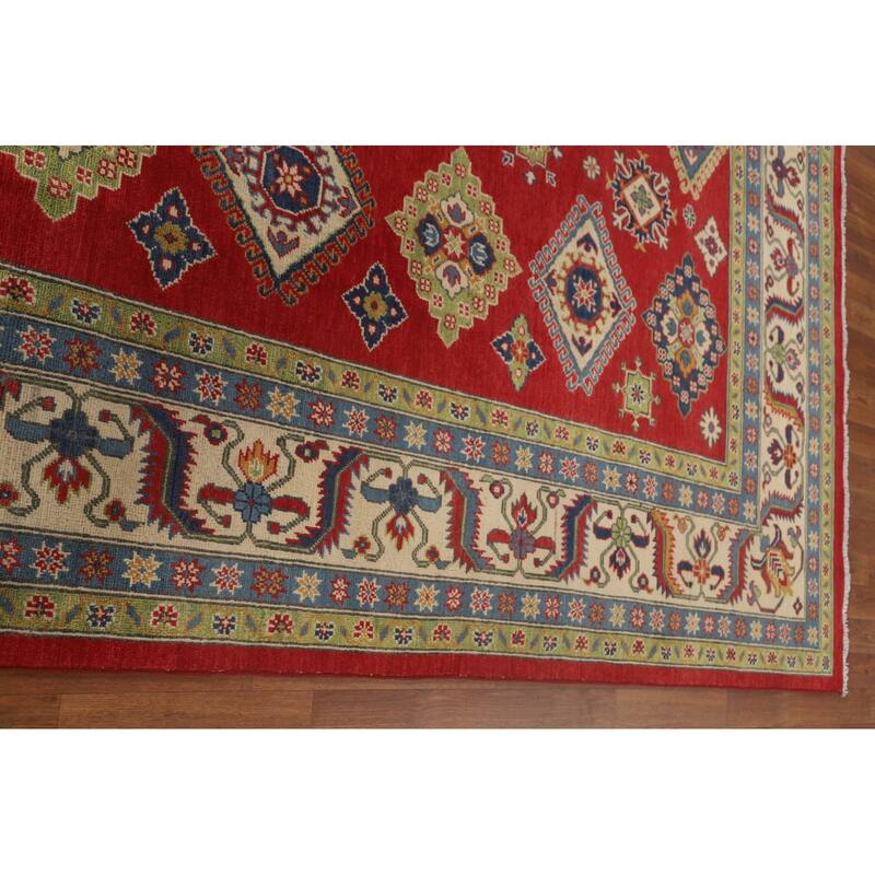 Geometric Kazak Area Rug Wool Carpet - 8'0" x 10'4"