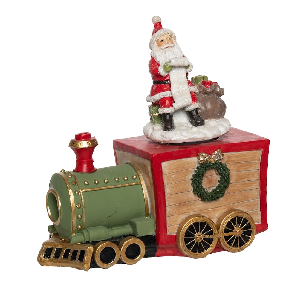 Transpac Resin 7.5 in. Multicolor Christmas Santa's Village Train Music Box