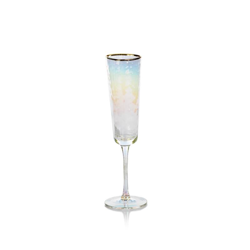 Kampari Triangular Champagne Flutes with Gold Rim, Set of 4