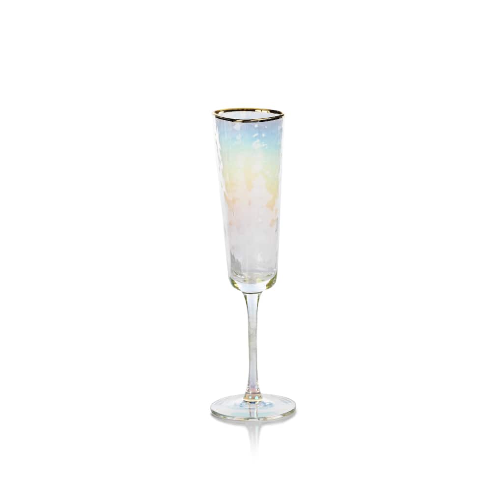 Kampari Triangular Champagne Flutes with Gold Rim, Set of 4