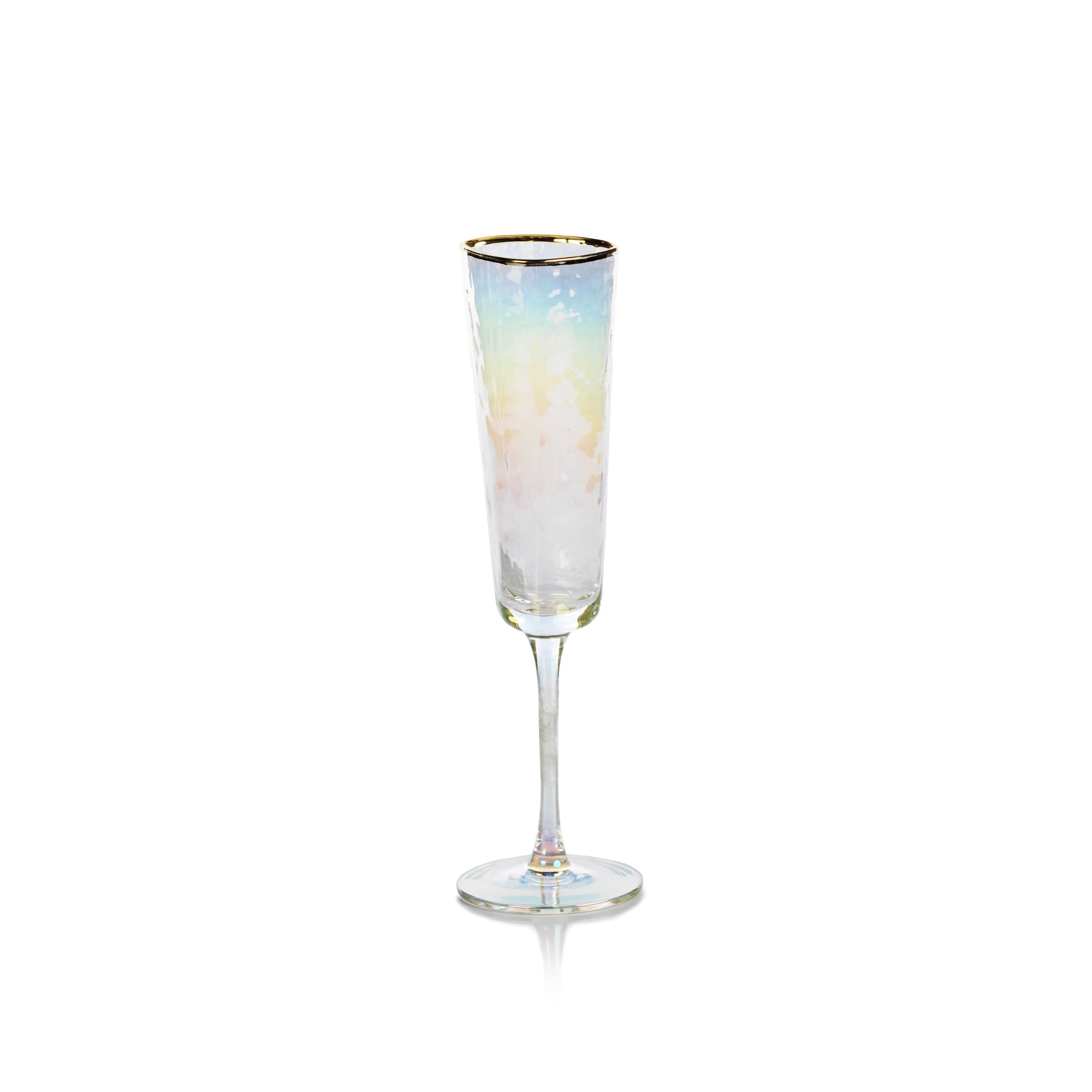 Kampari Triangular Champagne Flutes with Gold Rim, Set of 4