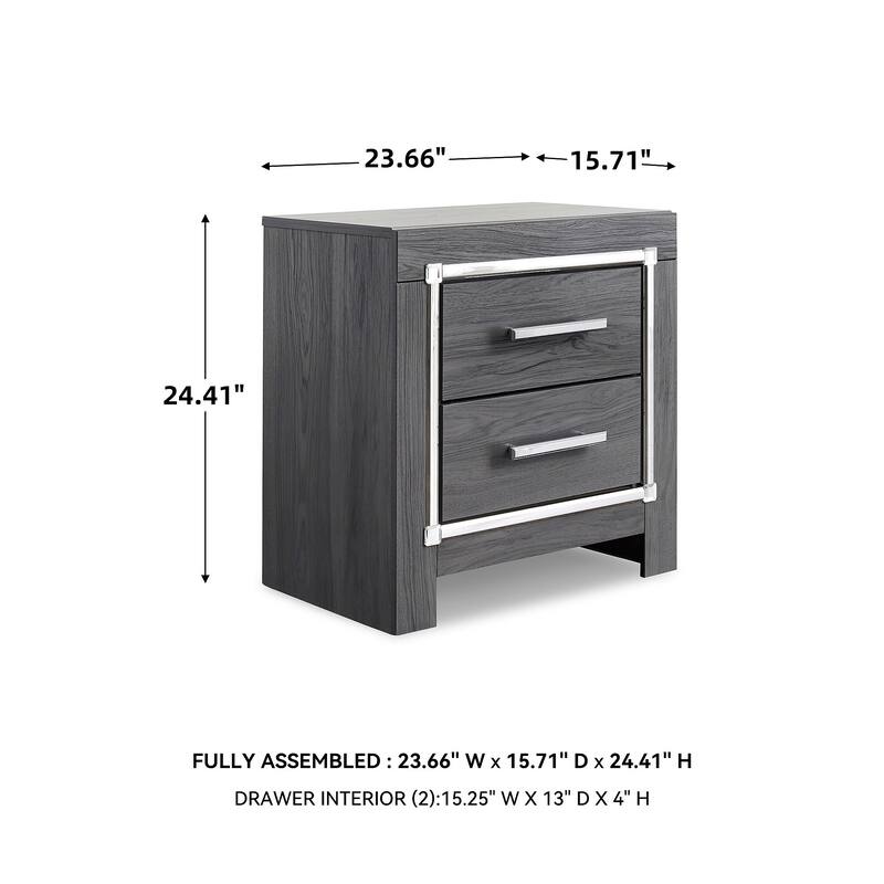 Lodanna Two Drawer Night Stand - Contemporary Style - Gray