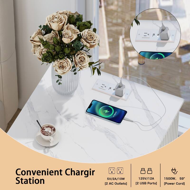 Modern Nightstands with Charging Station & USB Ports Bedside Bed Tables for Bedrooms
